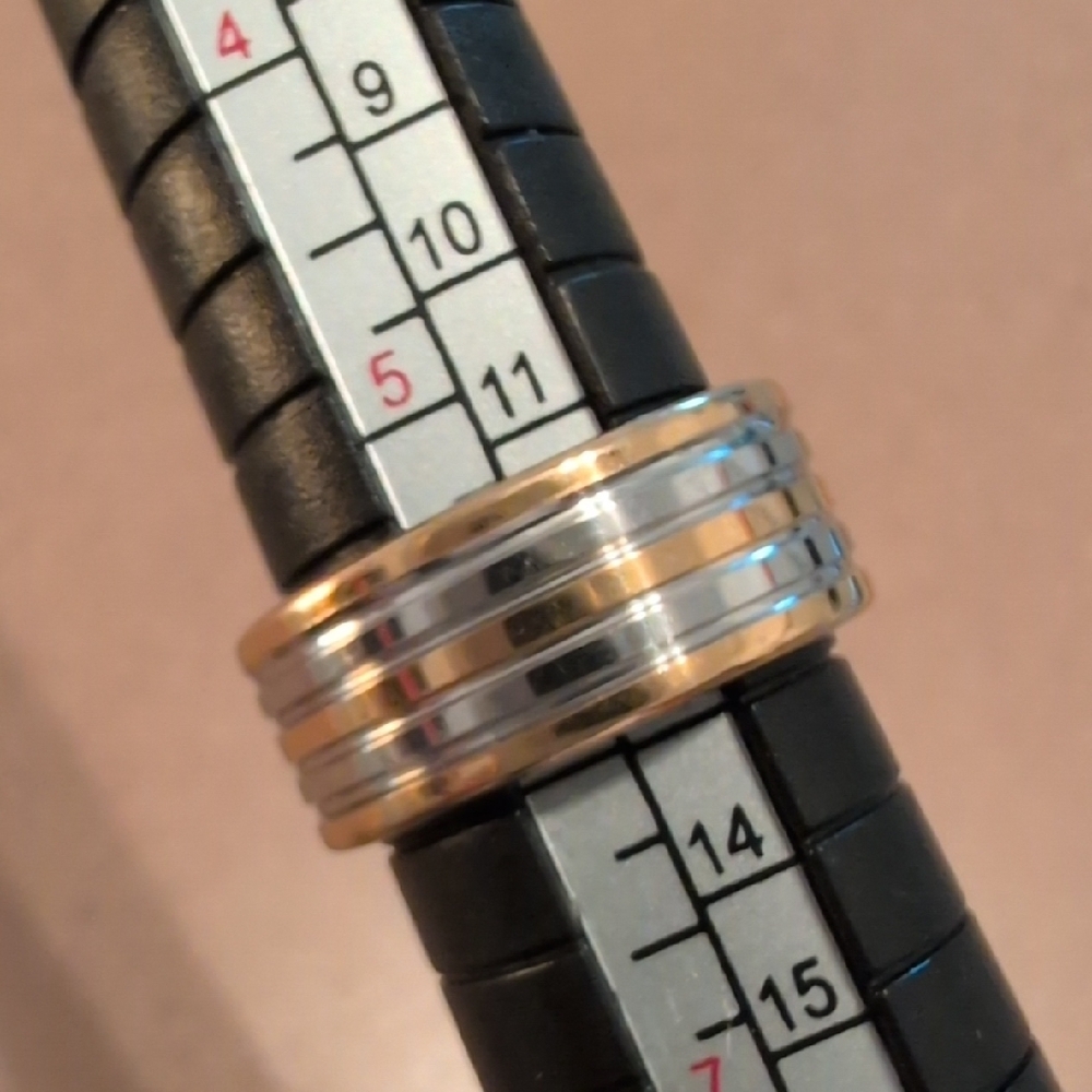 Stylish Gold and Silver Band Stainless Steel Ring